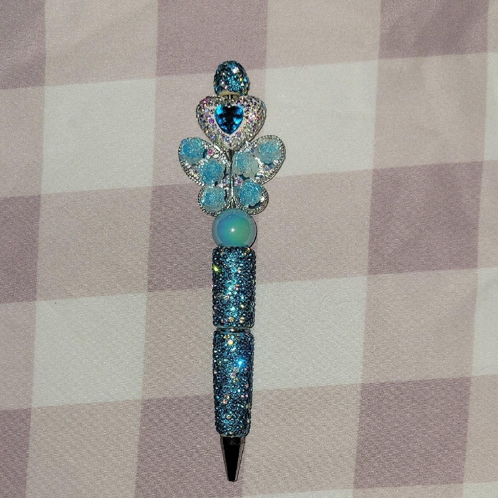 Sparkling Blue Butterfly Pen
